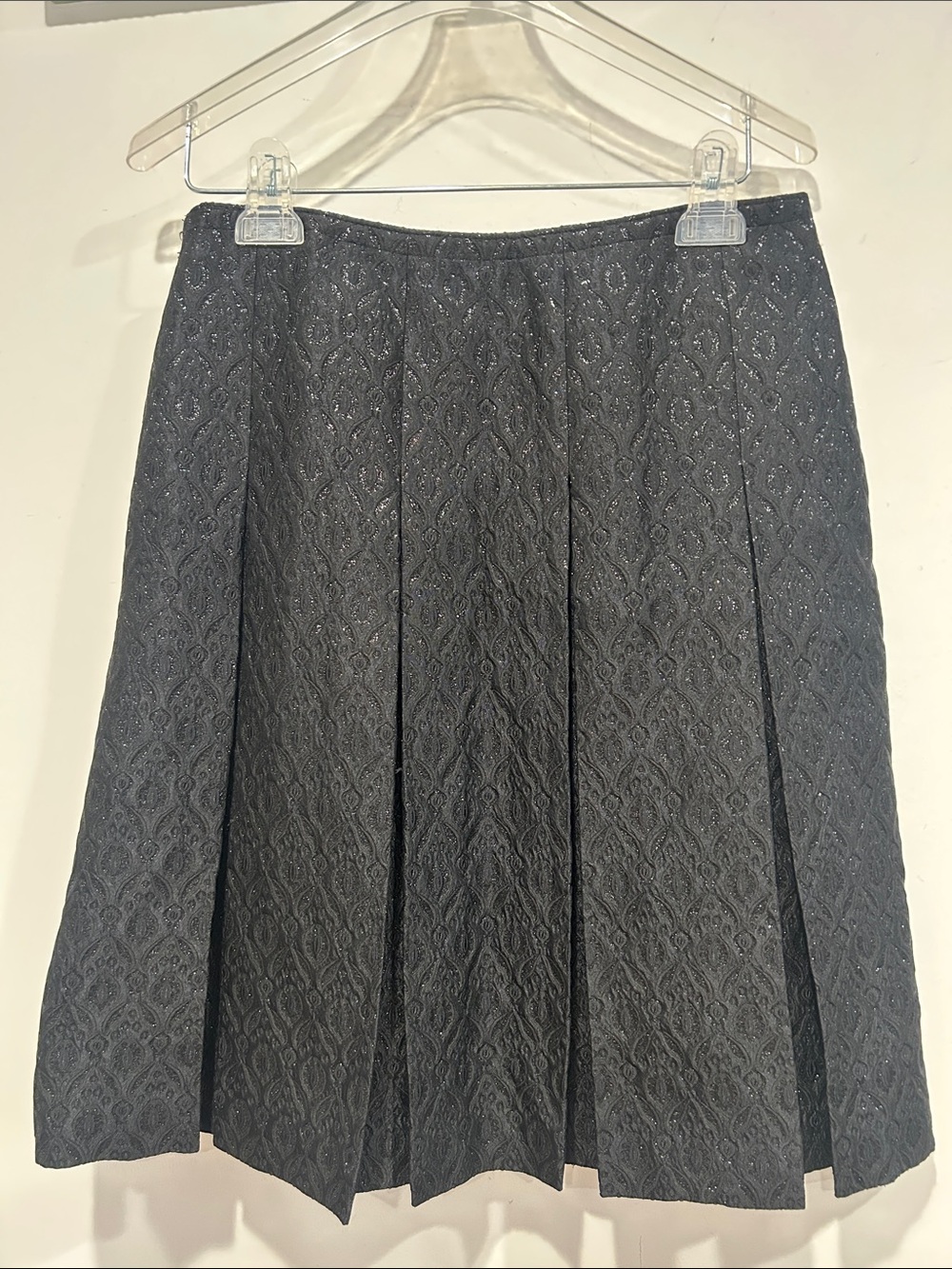 Vintage Per Se Silk blend Black Textured A-Line Pleated Skirt women’s size 8 Med